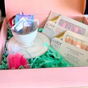 Color street Forbidden Orchid and Coming up Rose Gold with a Waterford Tea Set!!